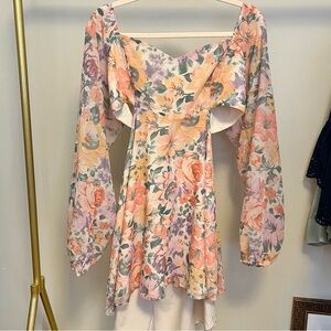 Showpo | NWOT Floral Sweetheart Long Sleeve Mini Dress | Size 10